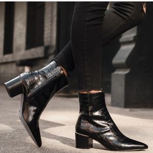 Thursday Womens I Everyday Luna Ankle Croc Leather Heels Boots shoes sz 7.5